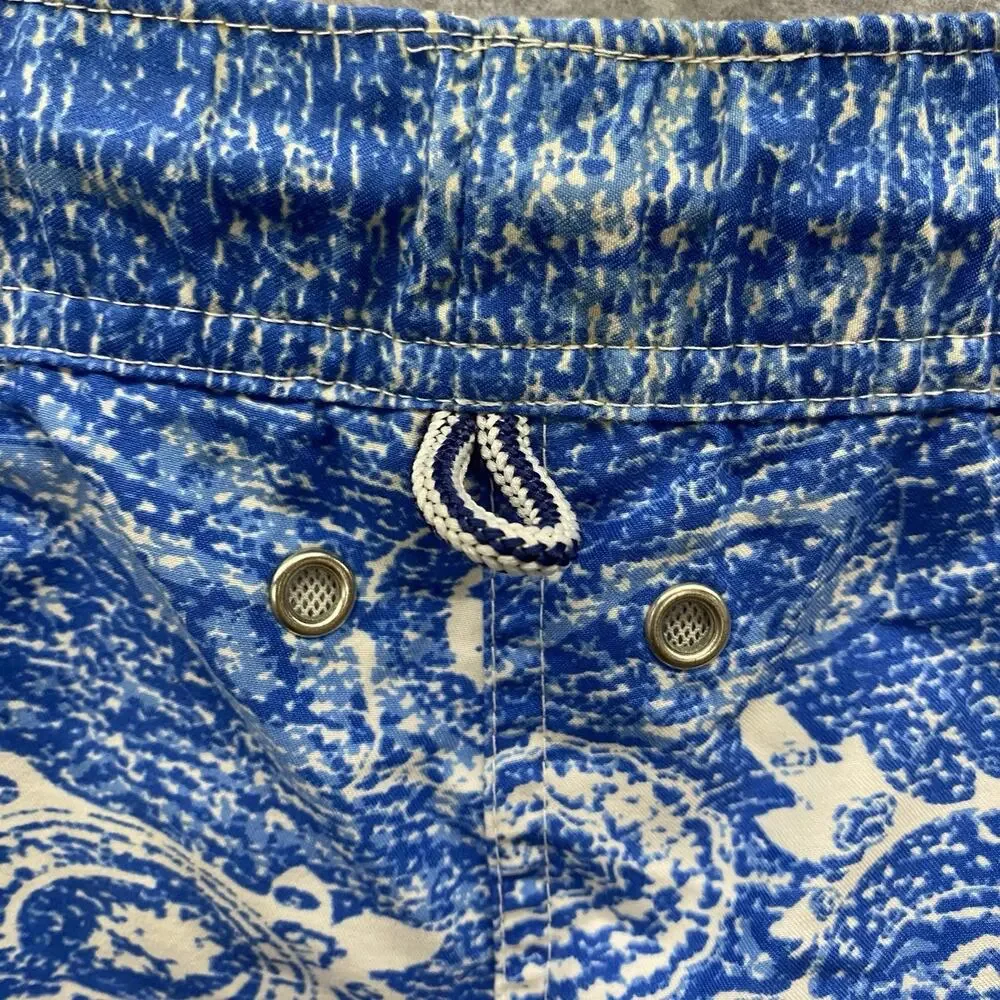 Peter Millar Men’s Swim Trunks Large Blue White Paisley Lined Beach Board Shorts